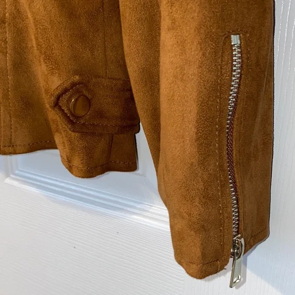 NWOT River Island Brown Fringe Moto Jacket - Picture 6 of 16